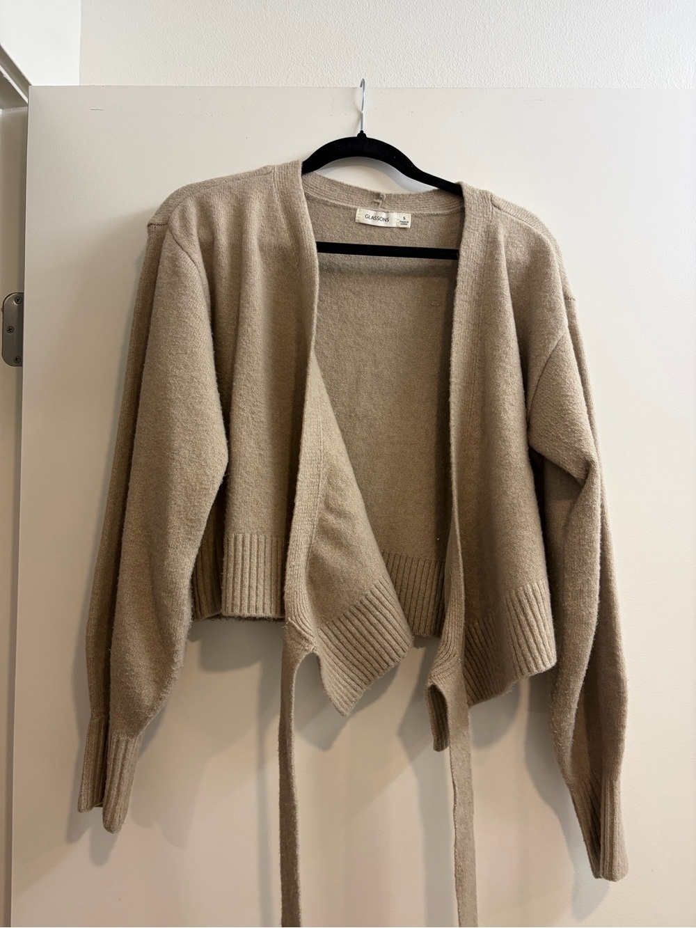 Glassons Beige Wrap Around Tie-Front Cropped Cardigan Sweater